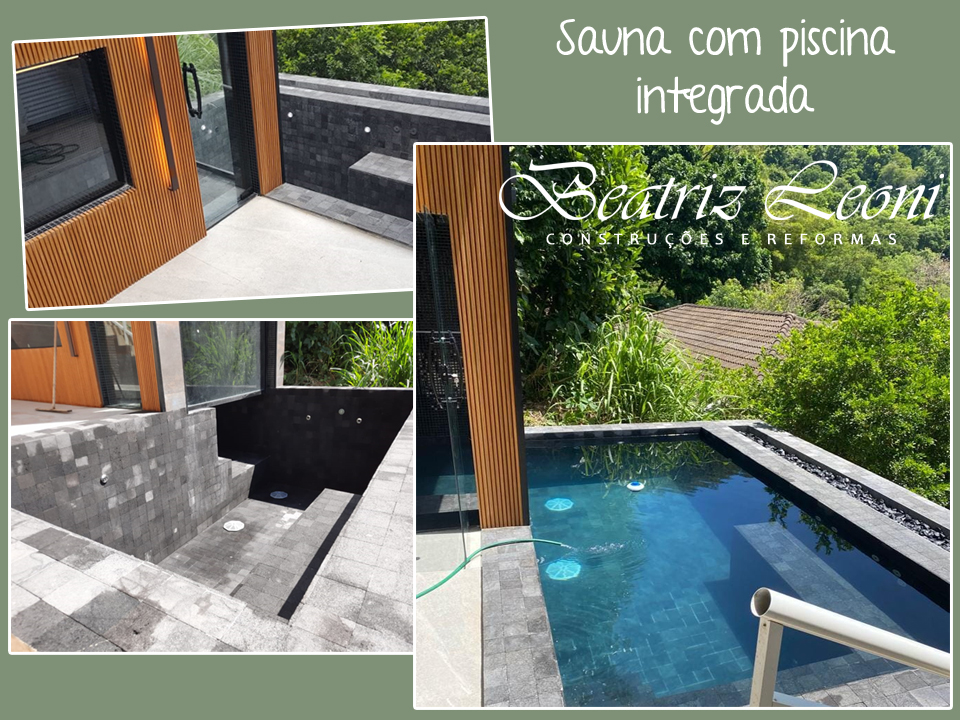 Construção de Piscina com sauna integrada executada por Beatriz Leoni